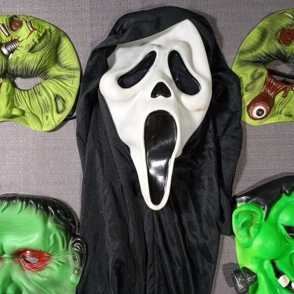 Vtg 90s Kids Ghost Frankenstein Halloween Mask Rubber Latex Vinyl Costume Lot - Picture 3 of 6